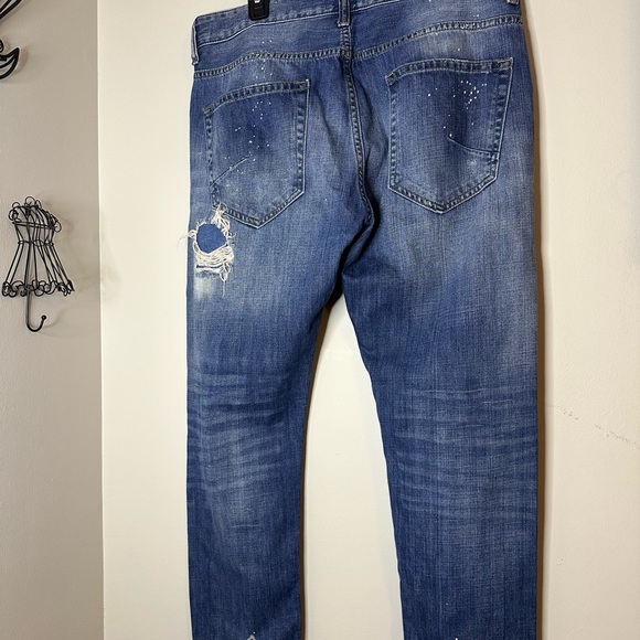 Zara Man Distressed Denim Straight Leg Jeans Mens size 34 - Picture 6 of 7